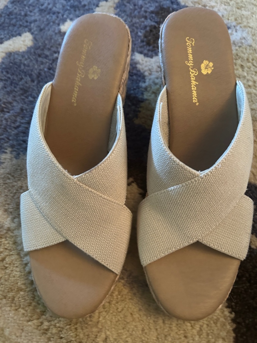 Tommy Bahama Suzette Cream Canvas Wedge Sandal Size 6.5 - Picture 2 of 6